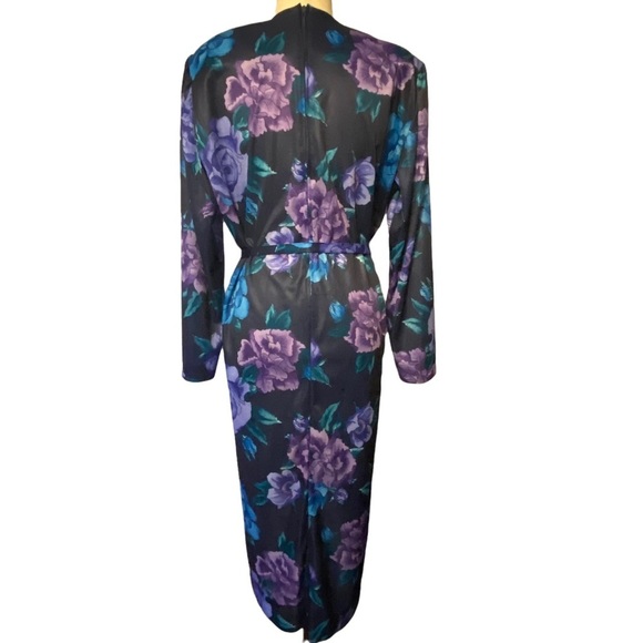 Vintage Nancy II purple floral shift dress with tie belt size 20 - Picture 5 of 11